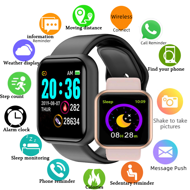 Watch Smart Y68 - Orologio intelligente multicolore per bambini Ragazzo