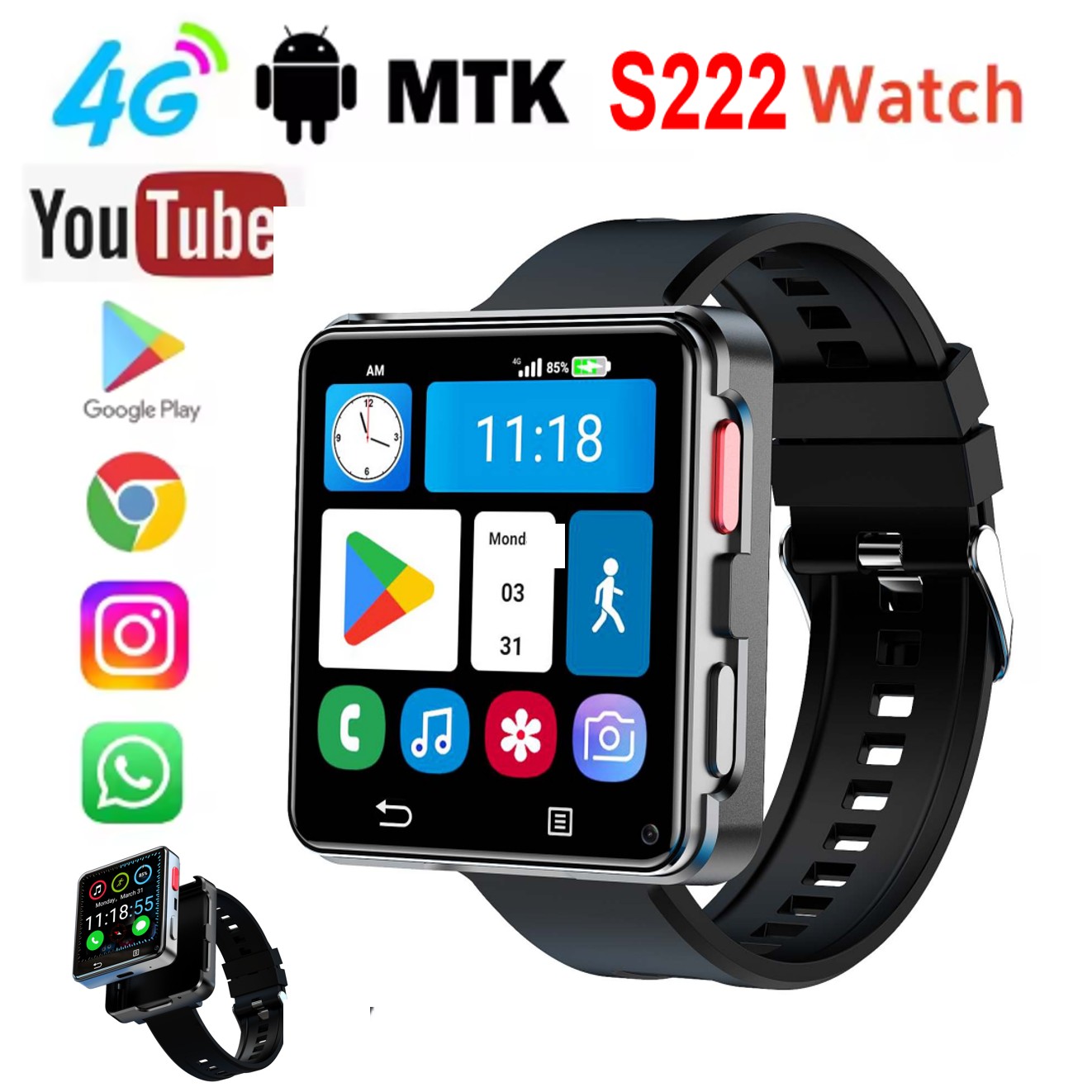 Smartwatch I Watches - Smartwatch S222 4G con scheda SIM,