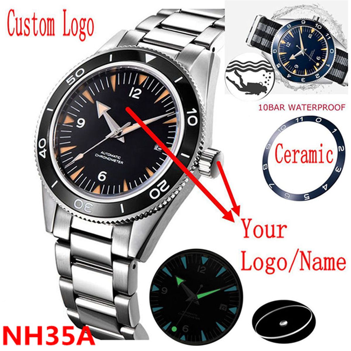 Logo personalizzato NH35 Movim - Watch Bezel Insert recensione e prezzo