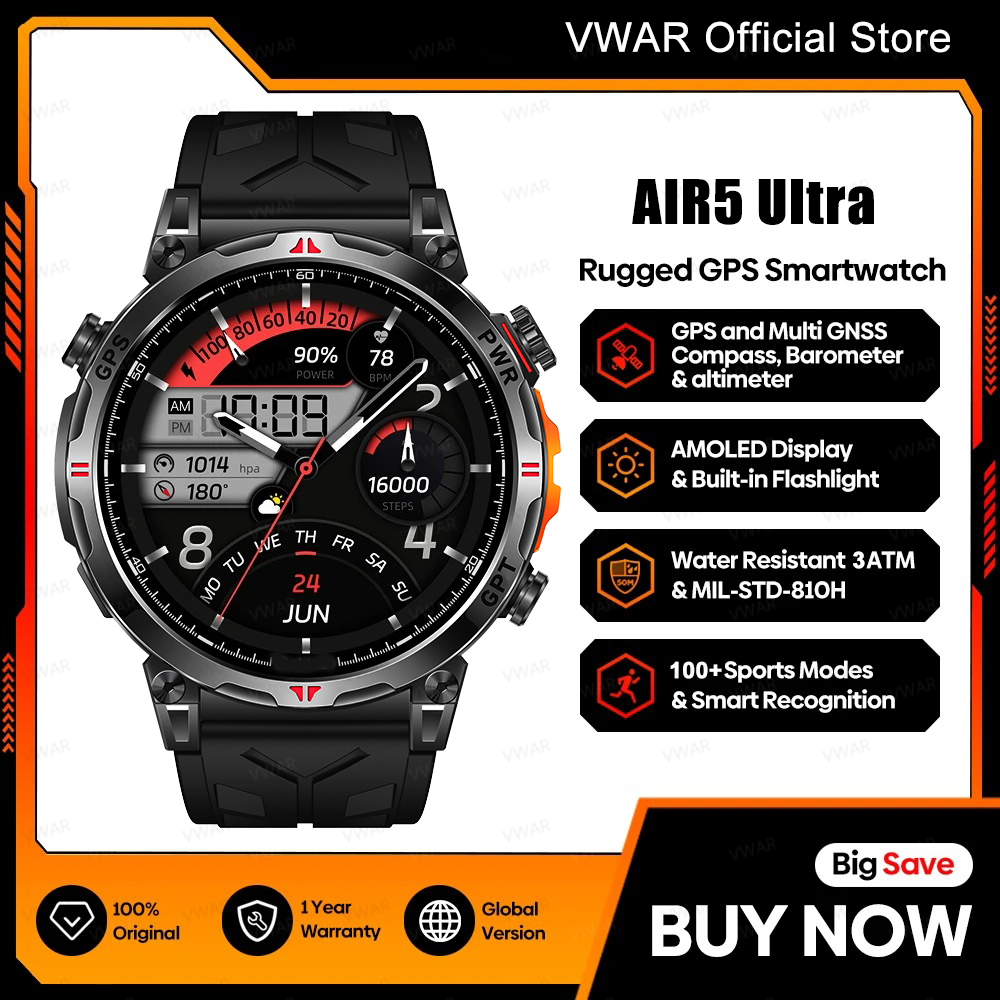 VWAR Air5 Ultra GPS Smartwatch - Watch Vs Amazfit recensione e prezzo